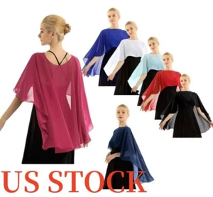 Damen Chiffon High Low Schal Weich Leicht Capelets Hochzeit Party Capes - Bild 1 von 155