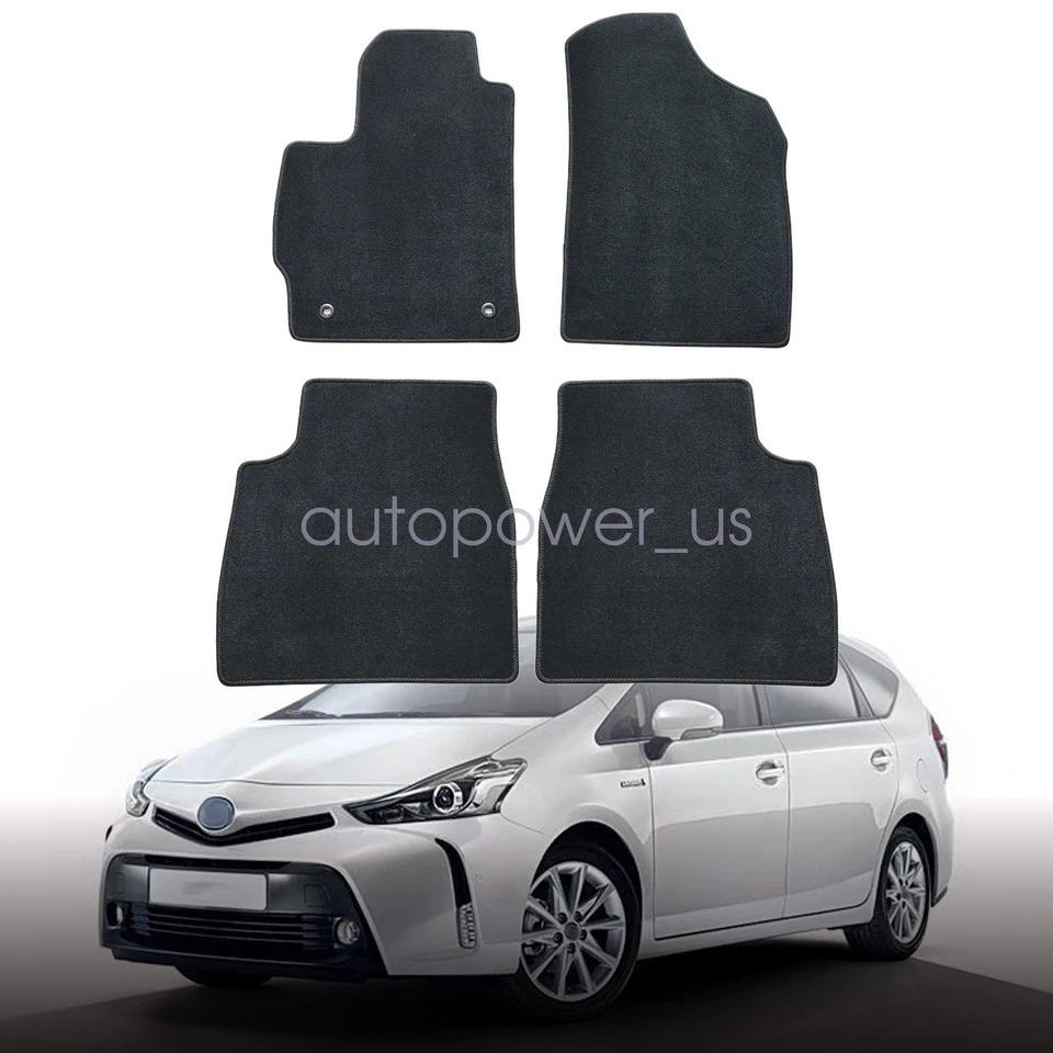 Alfombrillas de repuesto delanteras y traseras de terciopelo negras para Toyota Prius 2012-2015 Foto 1 de 4