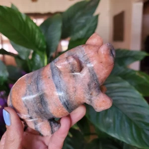 Sunstone Pig Potbelly Pig Banded Crystal Figurine Carving | 500 grams | 1lbs 2oz - Picture 1 of 10