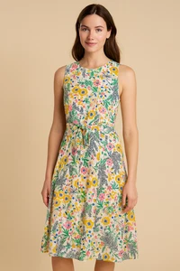 Boden Zada abito midi US 6 viscosa chiffon floreale campagna giardino romantico floreale - Foto 1 di 15