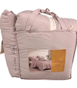 Live Well 6 Piece Shadow Mauve Queen Comforter Set with Lumbar Pillow 90”x90” - Picture 1 of 4