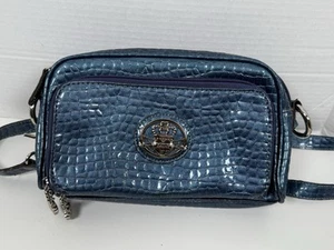 KATHY VAN ZEELAND Crossbody Patent Croco Embossed Convertible Organizer Bag - Picture 1 of 16