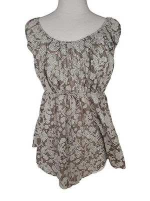 Blusa túnica L.A. Blues Y2K para mujer grande babydoll marrón oscuro cachemira brillo Foto 1 de 4