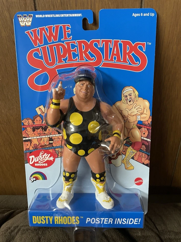 2025 Dusty Rhodes LJN Mattel WWF WWE Superstars Estilo Años 80 Figura Tarjeta Azul NUEVO Foto 1 de 1