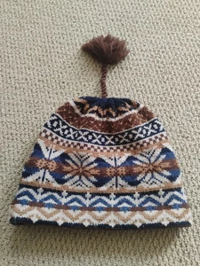 Cappello berretto lana nordica nuovo con etichette Y2k LL Bean Fair Isle Apres Ski marrone caffè  - Foto 1 di 14