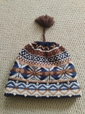 NUEVO CON ETIQUETAS Y2k LL Gorro Nórdico Lana Sombrero Fair Isle Apres Esquí Marrón Café Calabaza Especias Foto 1 de 4