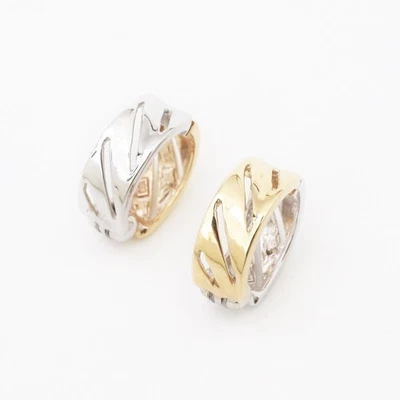 10K Solid Yellow and White Gold 2-Tone Pierring Hinged Clip-on Earrings Openwork - Image 1 of 4