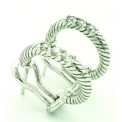 Pendientes de aro Judith Ripka de plata de ley 925 firmados por diseñador Foto 1 de 4