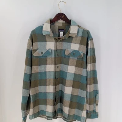 Camisa De Colección Patagonia Algodón Cuadros Franela Fiordo Abotonada Verde Marrón Talla L Foto 1 de 4