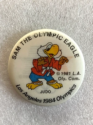 Holograma botón pin 1984 Juegos Olímpicos de Los Ángeles Sam Judo Foto 1 de 3