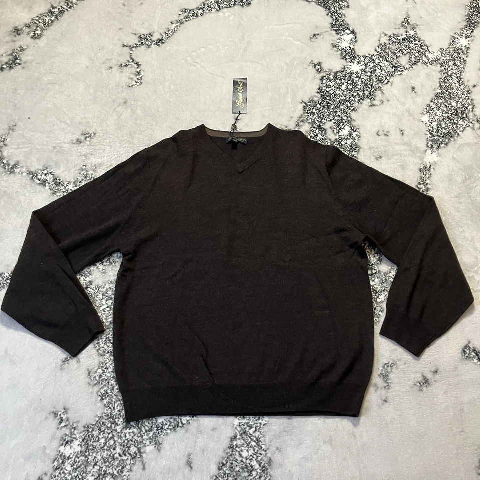 Suéter Garret Scott Para Hombre Talla Grande Marrón Lana Merino Extra Fina Manga Larga Foto 1 de 4