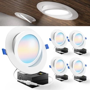 Sunco 4 Pack 6 Inch 5 CCT Gimbal LED Recessed Light Slim, 1350LM High Brightn... - Picture 1 of 7