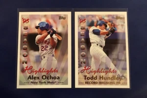 1997 Topps #103 #466 TODD HUNDLEY & ALEX OCHOA 96 Highlights Lot 2 New York Mets - Picture 1 of 1