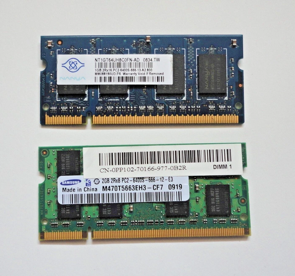 DELL INSPIRON 1545 RAM MEMORY 3GB ORIGINAL SAMSUNG  2GB AND NANYA  1GB - Image 1 of 4