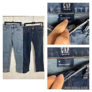 Gap 2 pairs of  Denim Stretch Skinny & Straight Jeans Youth size 16 - Picture 1 of 14