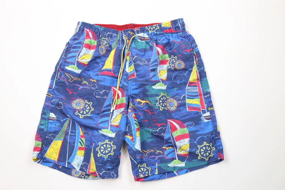 Pantalones Cortos de Natación Bugatchi Uomo Para Hombres M Arco Iris Velero Estampado Completo Forrados Foto 1 de 4