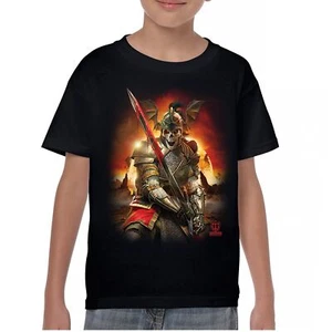 Apocalypse Reaper Youth T-shirt Fantasy Skeleton Knight Sword Dragon Kids - Picture 1 of 50