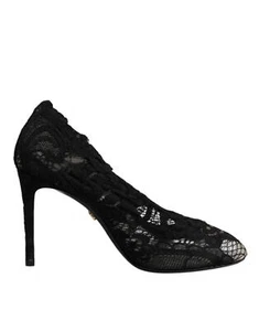 Dolce&Gabbana Women Black Sock Boots Nylon Floral Lace Stretch Pumps Sz EUR 37.5 - Picture 1 of 8