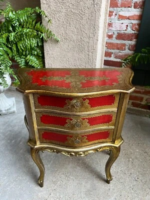 复古意大利金色镀金胸围桌佛罗伦萨红色好莱坞摄政托莱 — 第 1/4 张图片