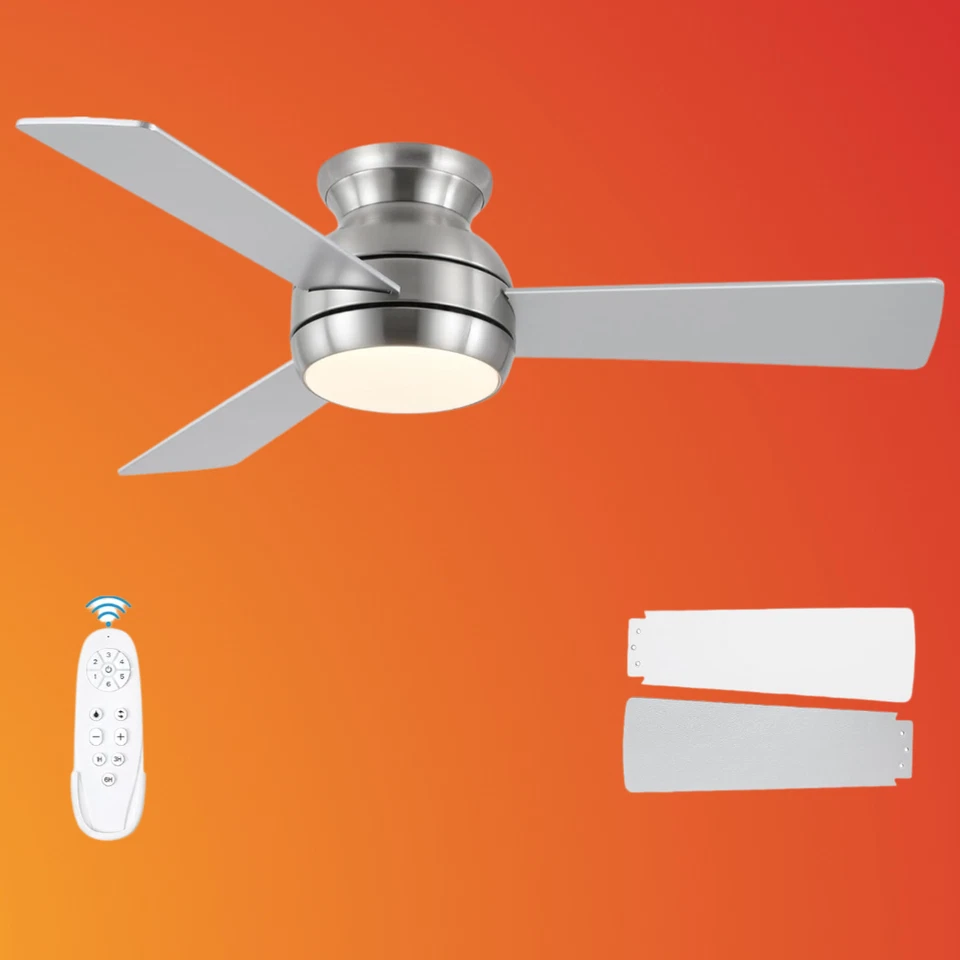 42" Ceiling Fan with Lights, Remote, Brushed Nickel Reversible 6 Speeds Dimmable - Image 1 of 4