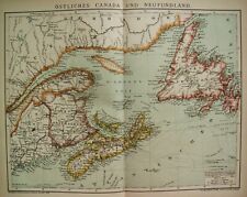 ANTIQUE 1930 EASTERN CANADA AND NEWFOUNDLAND HISTORY MAP Book Print Lithograph