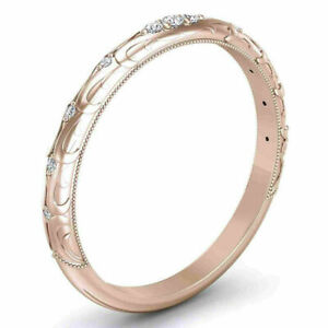 Engagement Eternity Band Real Diamond 0.10 Ct 18K Solid Rose Gold Size 5 6 7 8 9