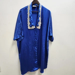 Vtg Solange Womens Sleep Shirt Size 26 28 Lacy Blue Feminine Comfort Royalcore - Picture 1 of 15