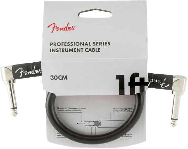 Fender Professional Series Instrument Cable 1 Foot Angled Ends