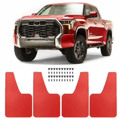 4Pcs Red Car Mudguards Fender Splash Guards Mudflaps For Toyota Tundra Pickup - Image 1 of 4