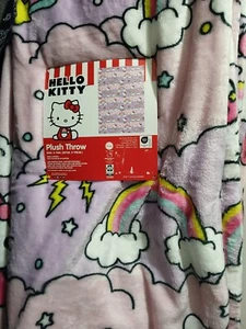 Hello Kitty Plush Throw Blanket ~ Rainbow Storm ~ Pink & Purple ~ 50x70 - Picture 1 of 4