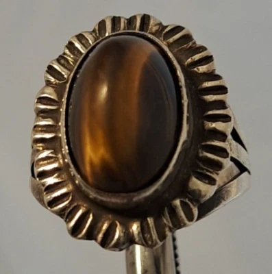 HECHO A MANO Anillo Banda Cónica Natural Ojo de Tigre Suroeste 6.5 Foto 1 de 4