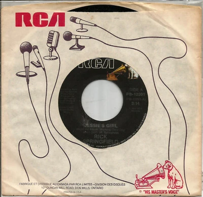 RICK SPRINGFIELD - JESSIE'S GIRL / CARRY ME AWAY - CANADA - 7"- 1981 - Image 1 of 2