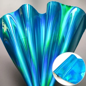 Iridescent Holographic Rainbow Laser PU Leatherette Fabric Hair Bow Earring DIY - Picture 1 of 15
