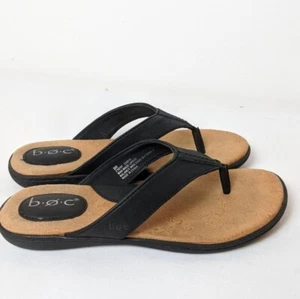 B.Ø.C. Sandalias planas para mujer chanclas negras de cuero sintético tallas 7, 8, 9, 10 - Imagen 1 de 5