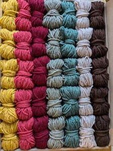 Earthy/Autumn Wool Job Lot Knitting Crochet Squares Pompom Crafts Toys Bundle DK - Picture 1 of 3