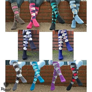 Rhinegold Fully Cushioned Sole Long Riding Socks    Super Stretchy   10 Colours - Picture 1 of 21