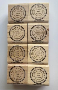 Stampin’ Up! Circle Of Friendship Set of 8 Mounted Stamps Mixed Phrases 2006 - Picture 1 of 18