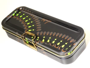 Boots No.7 Metal Make Up Storage Tin three Tier Peacock Neon Green Black - Picture 1 of 12