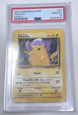 PSA 10 Pikachu 87/130 Base Set II 2 2000 Pokemon Game Get Mint - Image 1 of 2