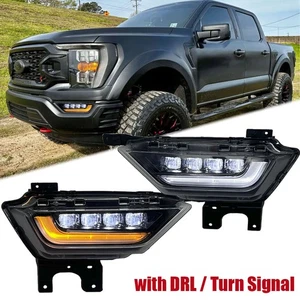 For Ford F-150 F150 2021 2022 2023 LED Lens Fog Lights with DRL Turn Signal Lamp - Foto 1 di 12