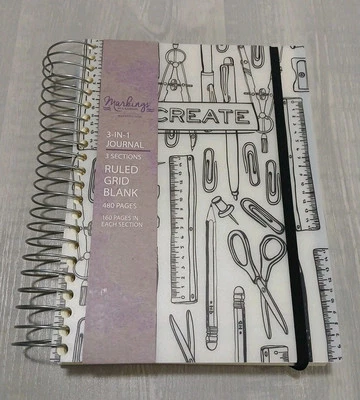 Markings C.R. Gibson 3-in-1 Journal Ruled Grid Blank 160 pages Per Section (480) - Image 1 of 4