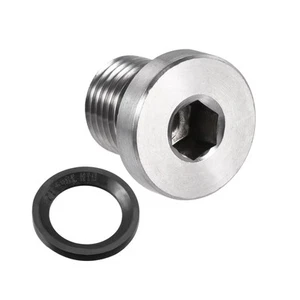 Stainless Steel Inner Hex Head M12 x 1.25 Pipe Fitting Plug with Seal Ring - Picture 1 of 5