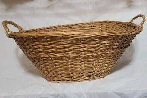 wicker basket clothes basket large vintage wicker carying basket - Picture 1 of 7