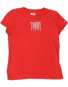 TOMMY HILFIGER Womens Graphic T-Shirt Top UK 12 Medium Red Cotton CB48 - Picture 1 of 3