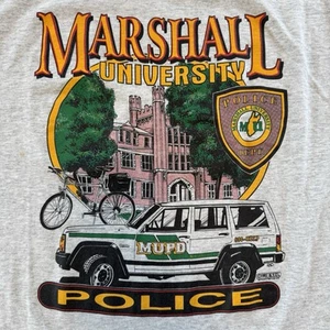 Vtg Marshall University MUPD Police XL BEST Single Stitch Thundering Herd Shirt - Picture 1 of 17