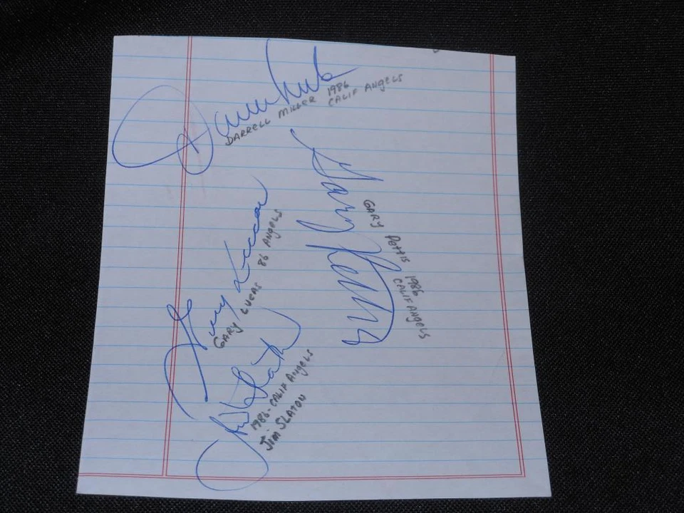 1986 California Angels Team Signed Vintage Authentic Autograph Album Page 614 - Image 1 of 1