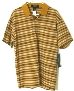 Walnut Creek Authentic Clothing 3 Button Polo w/ Pocket Tan Stripped Size Large - Picture 1 of 11