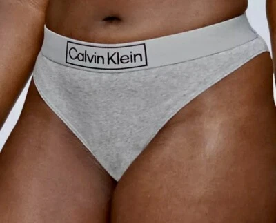 CALVIN KLEIN Reimagined Heritage Cotton Grey Black Bikini Panty Womens 1X 2X 3X - Image 1 of 4