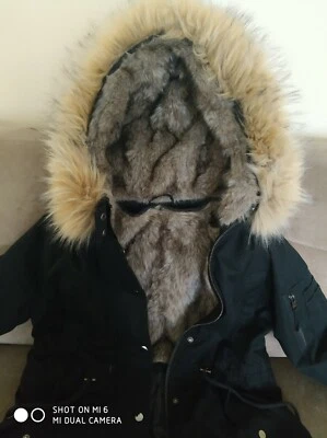 Abrigo forrado de piel utilitaria/parka para mujer Asos talla 8 Foto 1 de 4