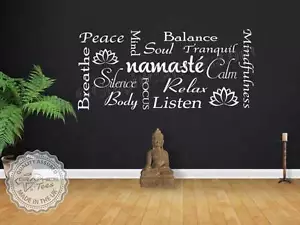 Pegatina de pared Namaste montaje de citas de yoga, calcomanía de collage motivacional de arte de palabras - Imagen 1 de 12
